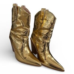 Fashion Nova Gold Women's Cowboy Boots